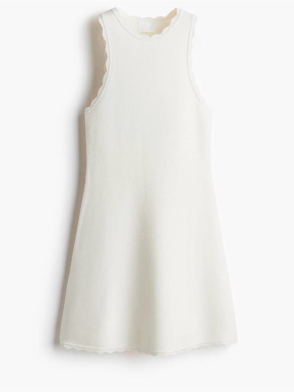 H&M White Scallop-Trim Sleeveless Mini Dress
